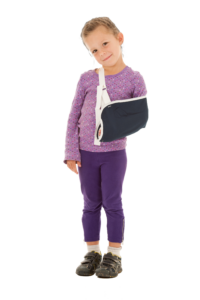 Little Girl with Arm in a Sling. Looking for sprain treatment or same day treatment for broken bone? Visit the CSOG Express Care: Orthopedic Urgent Care Colorado Springs
