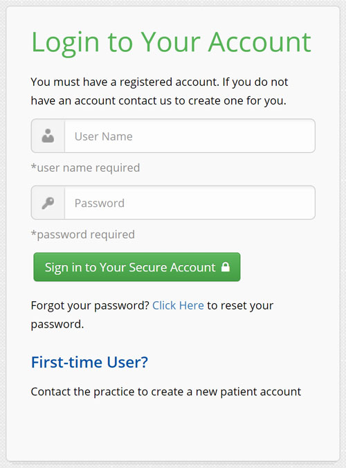 Patient Login Example Image