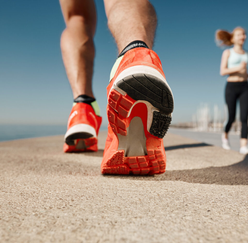 running shoes to help with plantar fasciitis. Techniques used in physical therapy for plantar fasciitis helped this runner learn how to treat plantar fasciitis
